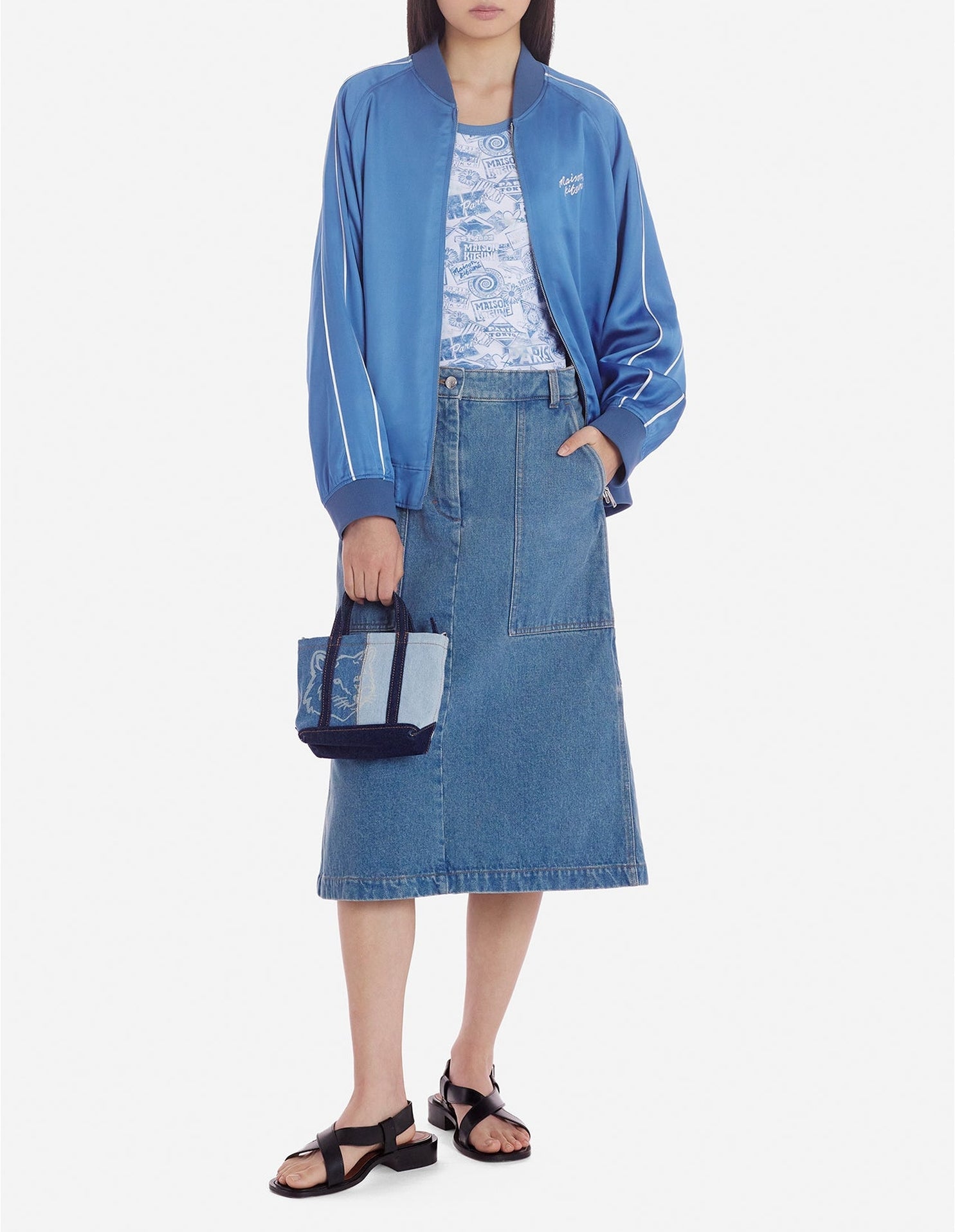 Bomber satiné avec broderie - Hampton Blue