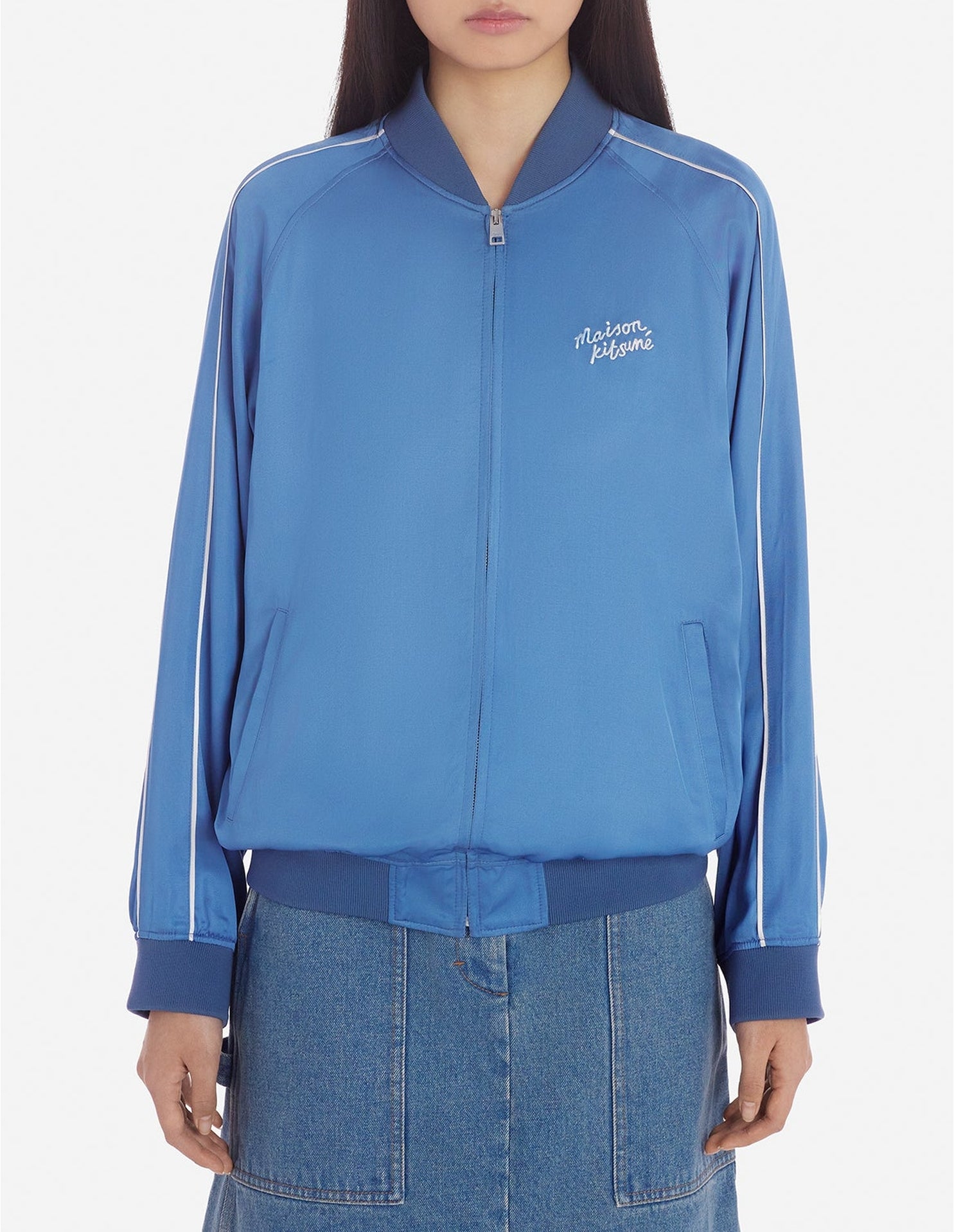 Bomber satiné avec broderie - Hampton Blue