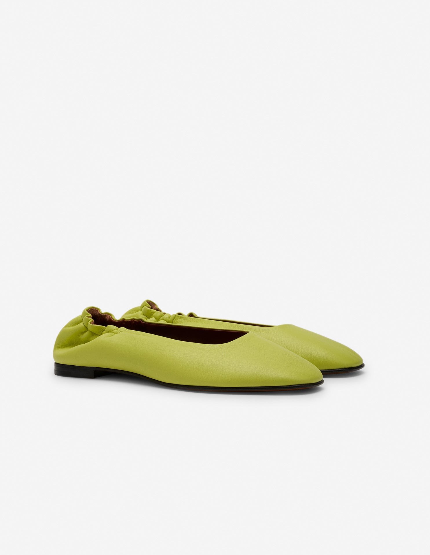 Flat leather ballerinas - Lime Green