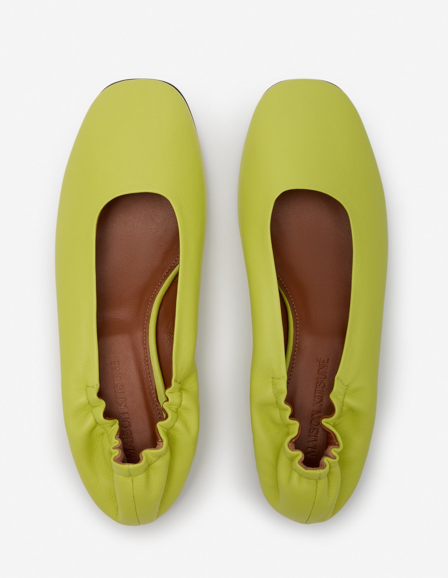 Ballerines plates en cuir - Lime Green