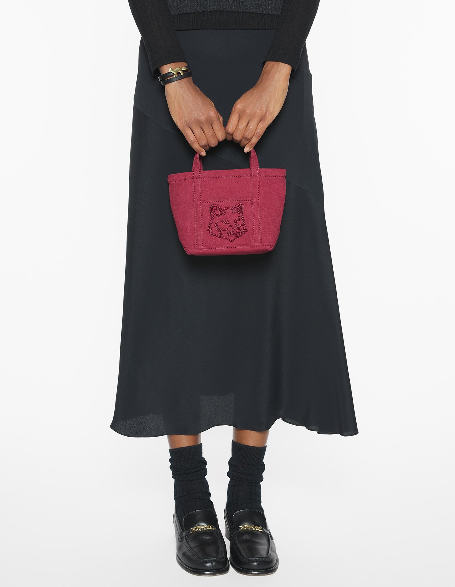 Fox head mini shopping bag - Red Brown