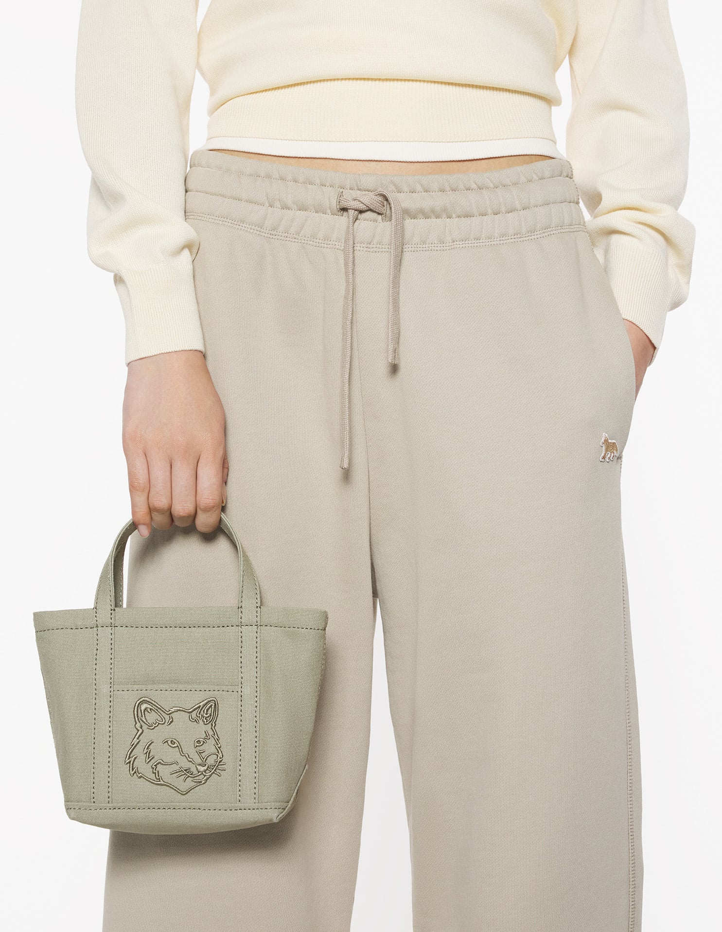 Fox head mini shopping bag - Pebble