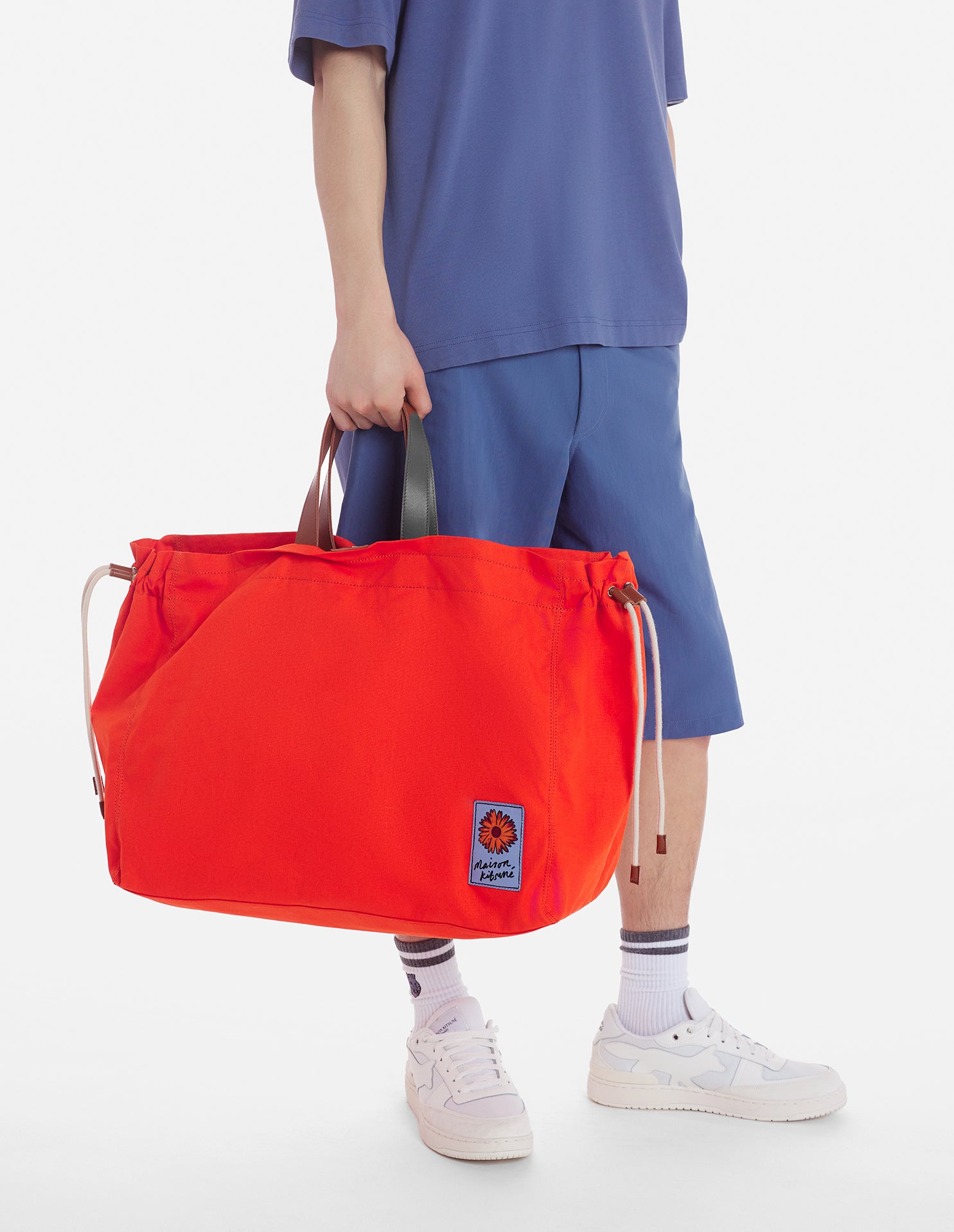 The Surf tote bag in leather - Hot Orange
