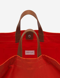 The Surf tote bag in leather - Hot Orange
