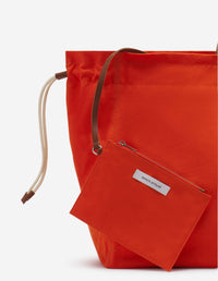 The Surf tote bag in leather - Hot Orange