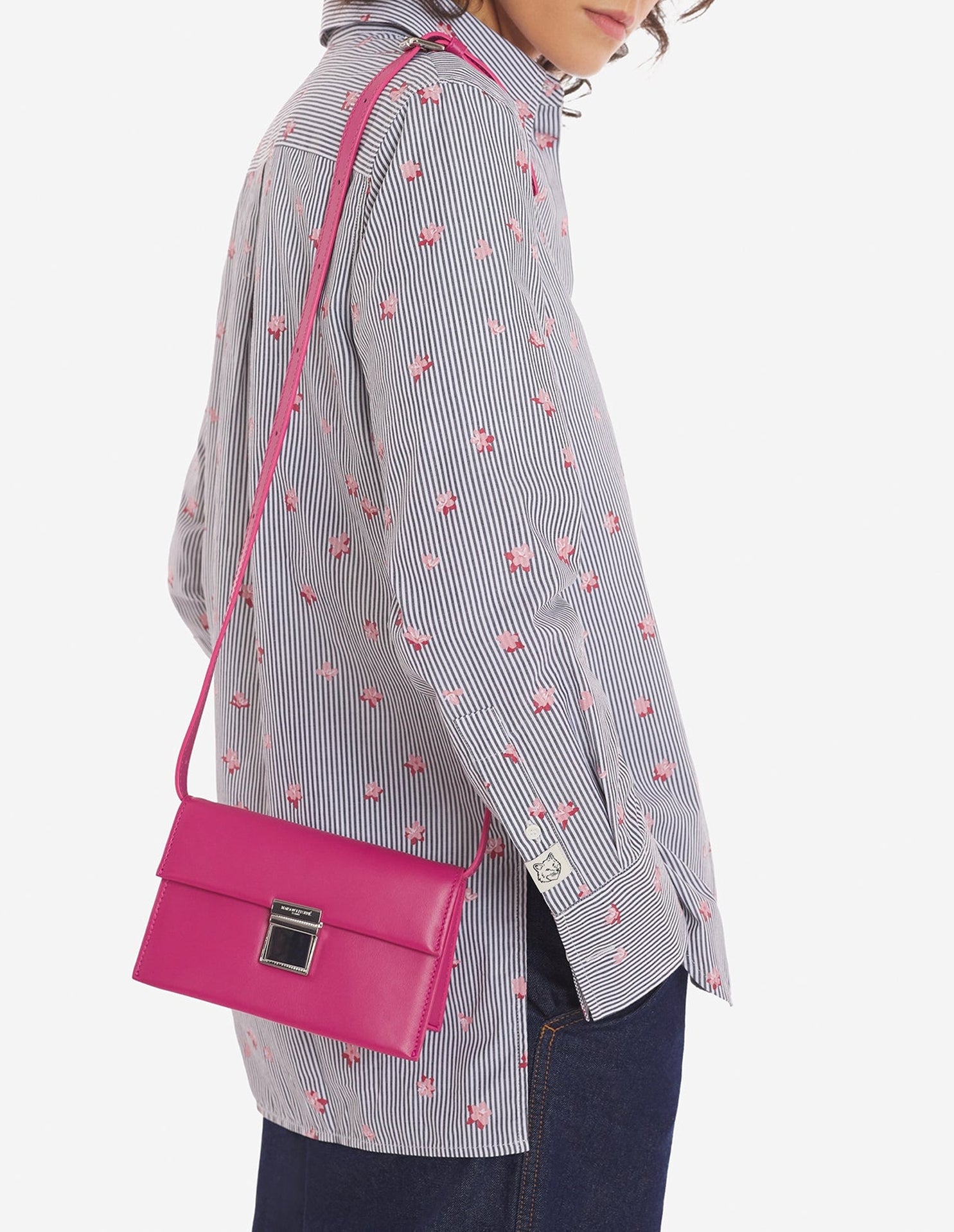 Preppy Baguette small leather bag - Magenta