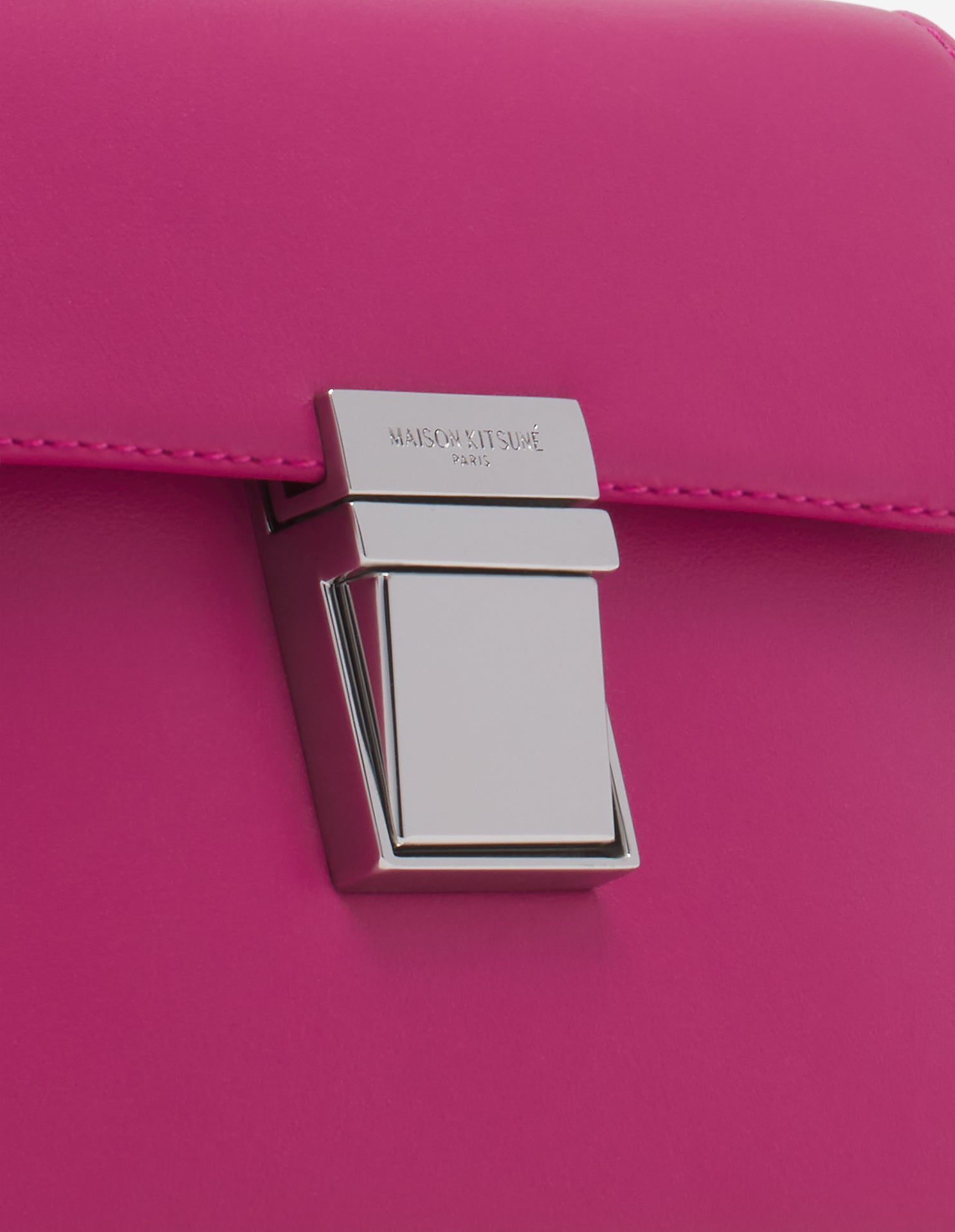 Preppy Baguette small leather bag - Magenta