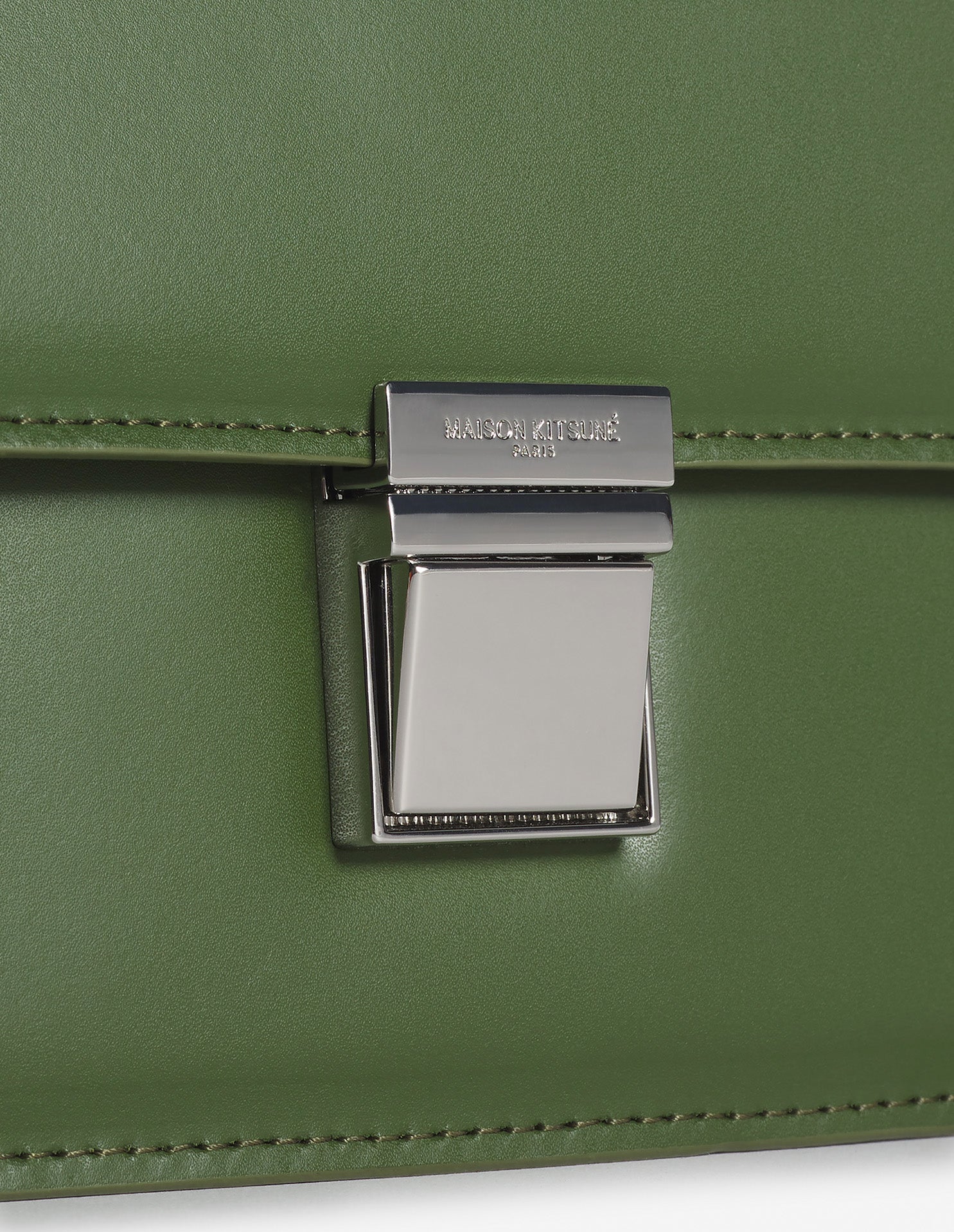 Preppy Baguette small leather bag - Military Green