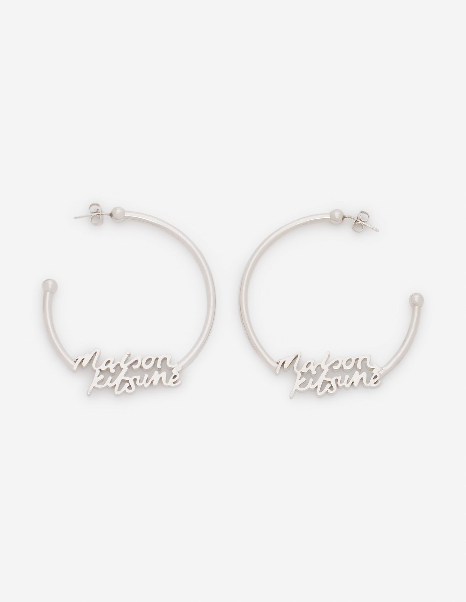 Maison Kitsune Handwritting Hoops - Silver