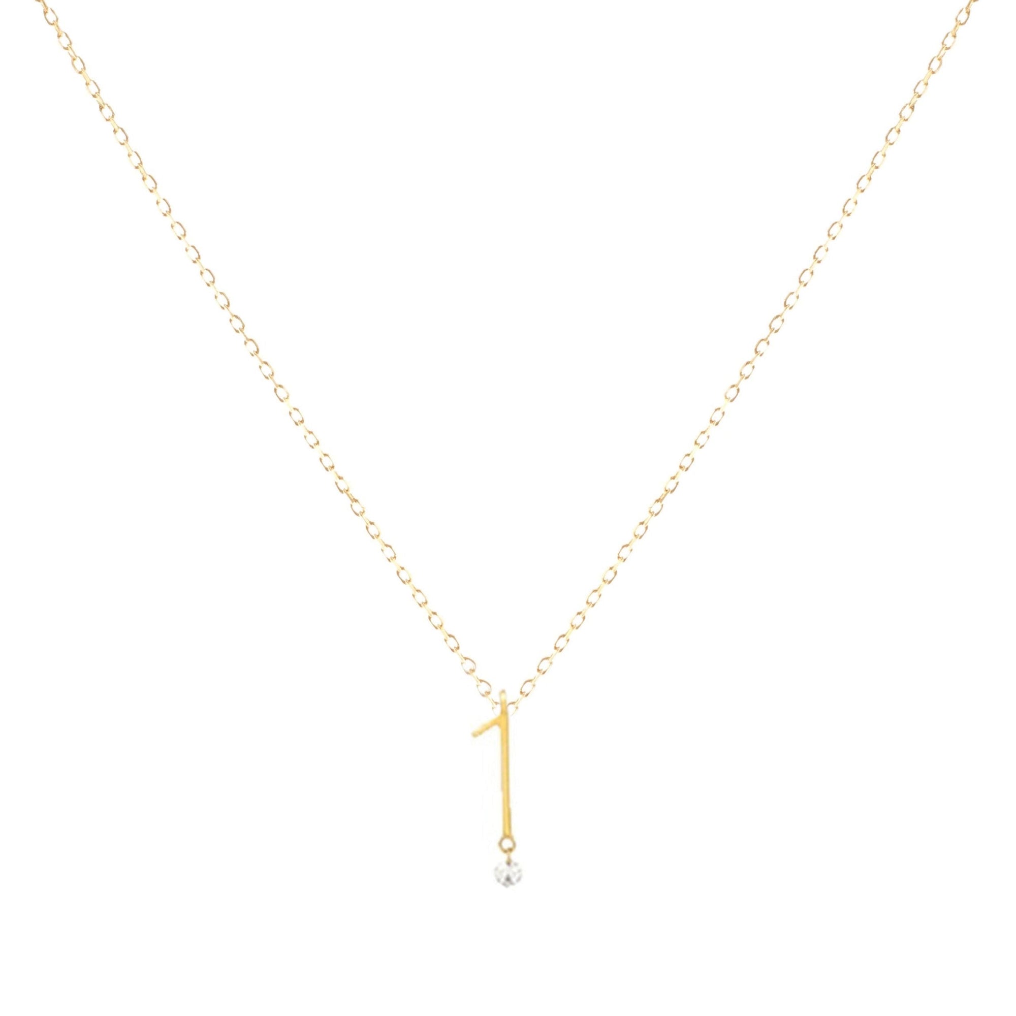 Collier Number N°1 serti d'un diamant - Or Jaune