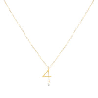 Collier Number N°4 serti d'un diamant - Or Jaune