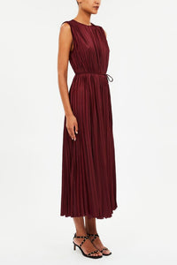 Robe midi Fianna plissée sans manches - Claret