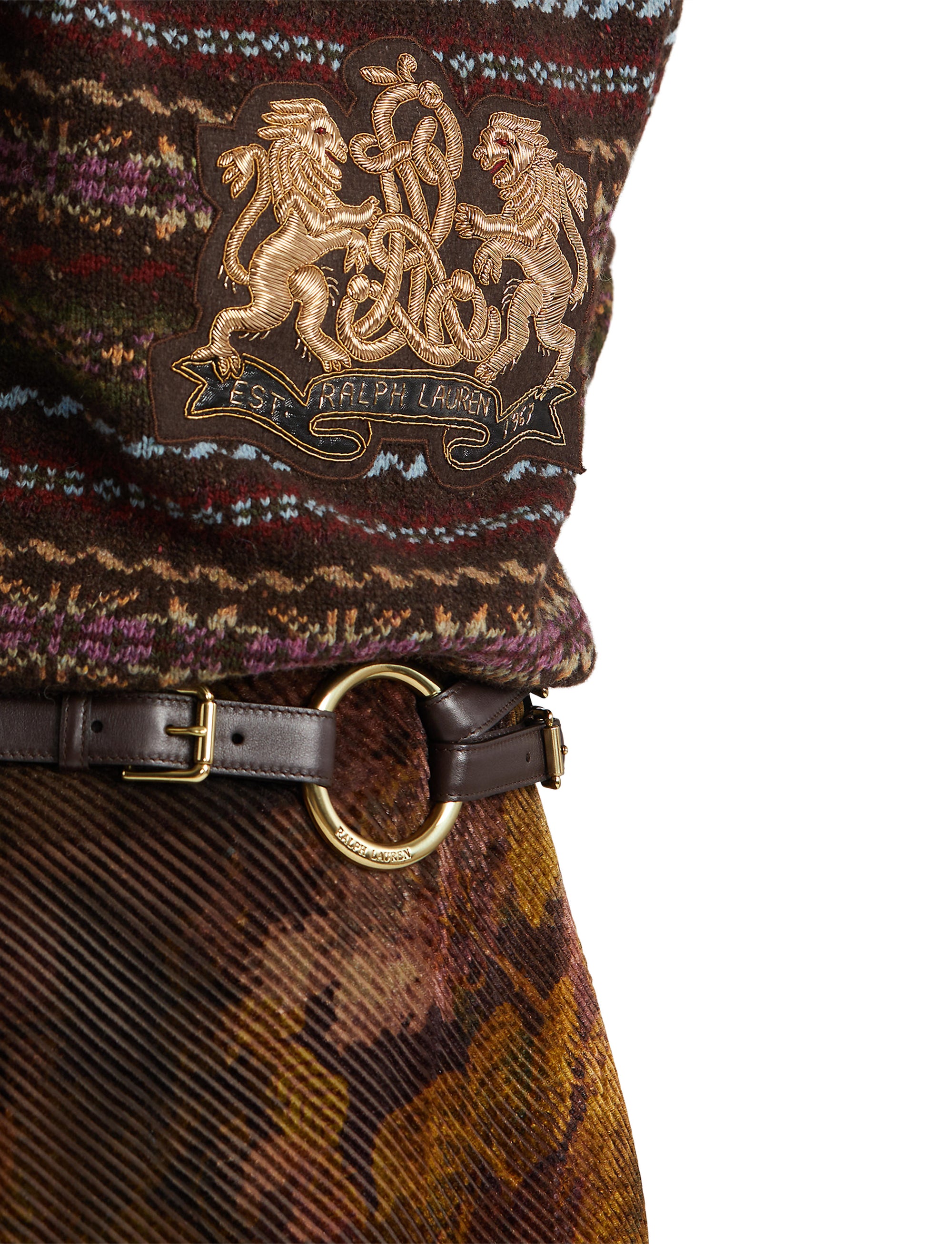 Leather ring belt - Chocolate