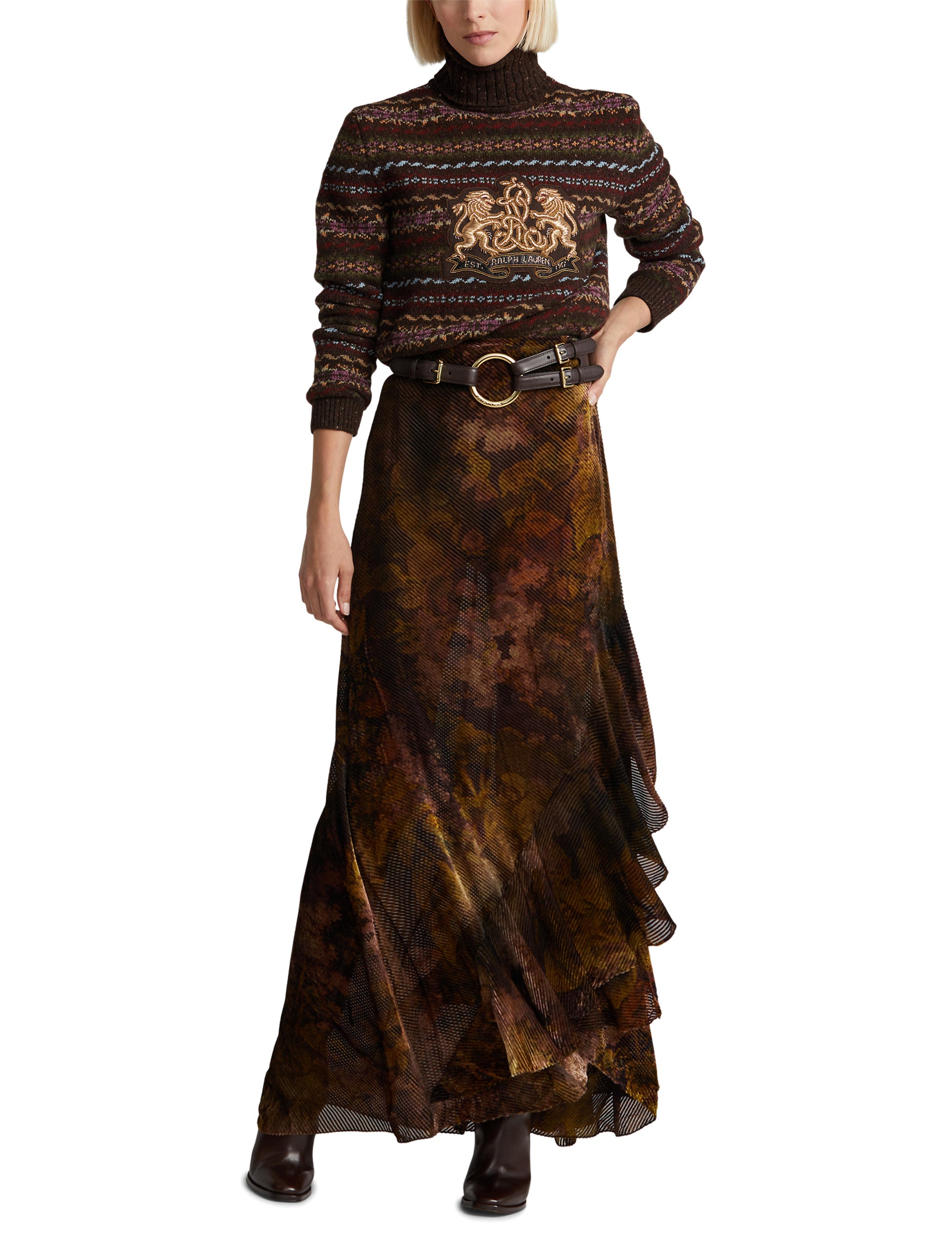 Leather ring belt - Chocolate
