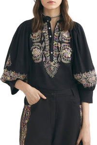 Blouse brodée Neil - Black