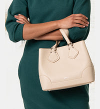 Sac carryall zippé Néo Izy S en cuir lisse - Émeraude
