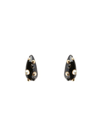 GOUTTES DE LUMIÈRE, BOUCLES D’OREILLES EN PERLES COURBES LAQUÉES - Noir