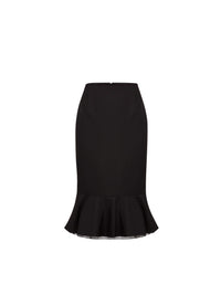 JUPE MIDI PEPLUM EN GABARDINE DE LAINE