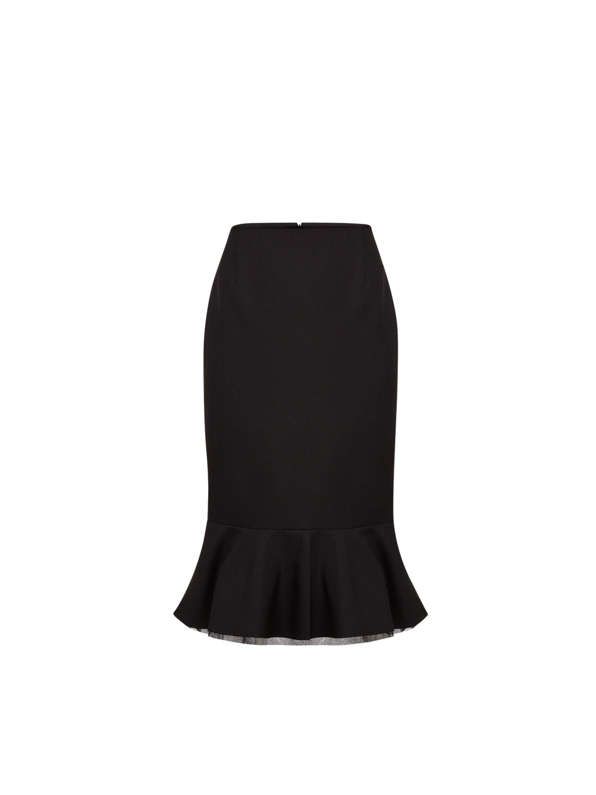 JUPE MIDI PEPLUM EN GABARDINE DE LAINE