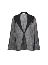 CAPE EN DENTELLE SUR MESURE AVEC REVERS OTTOMAN - Noir