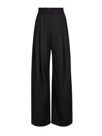 PANTALONS LARGES EN GABARDINE DE LAINE - Noir
