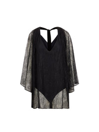 BODY CAPE TOP EN DENTELLE À COL V - Noir