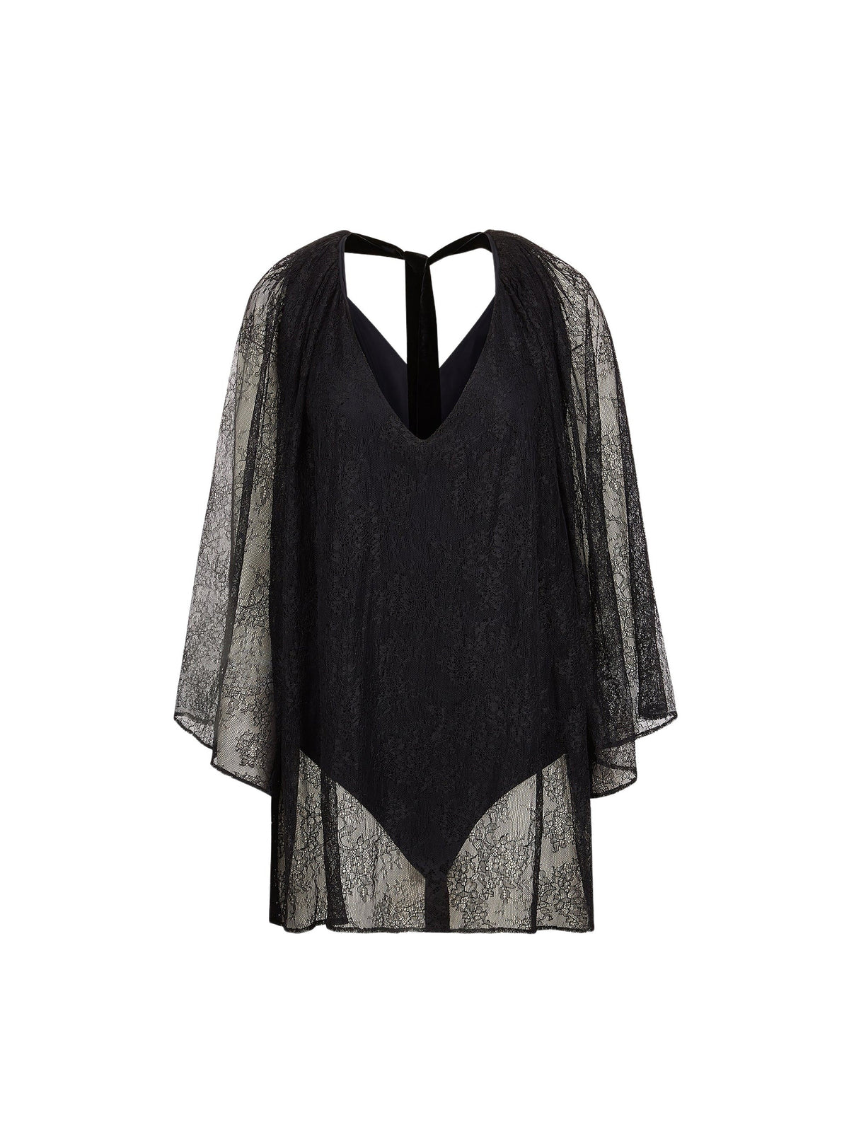 BODY CAPE TOP EN DENTELLE À COL V - Noir