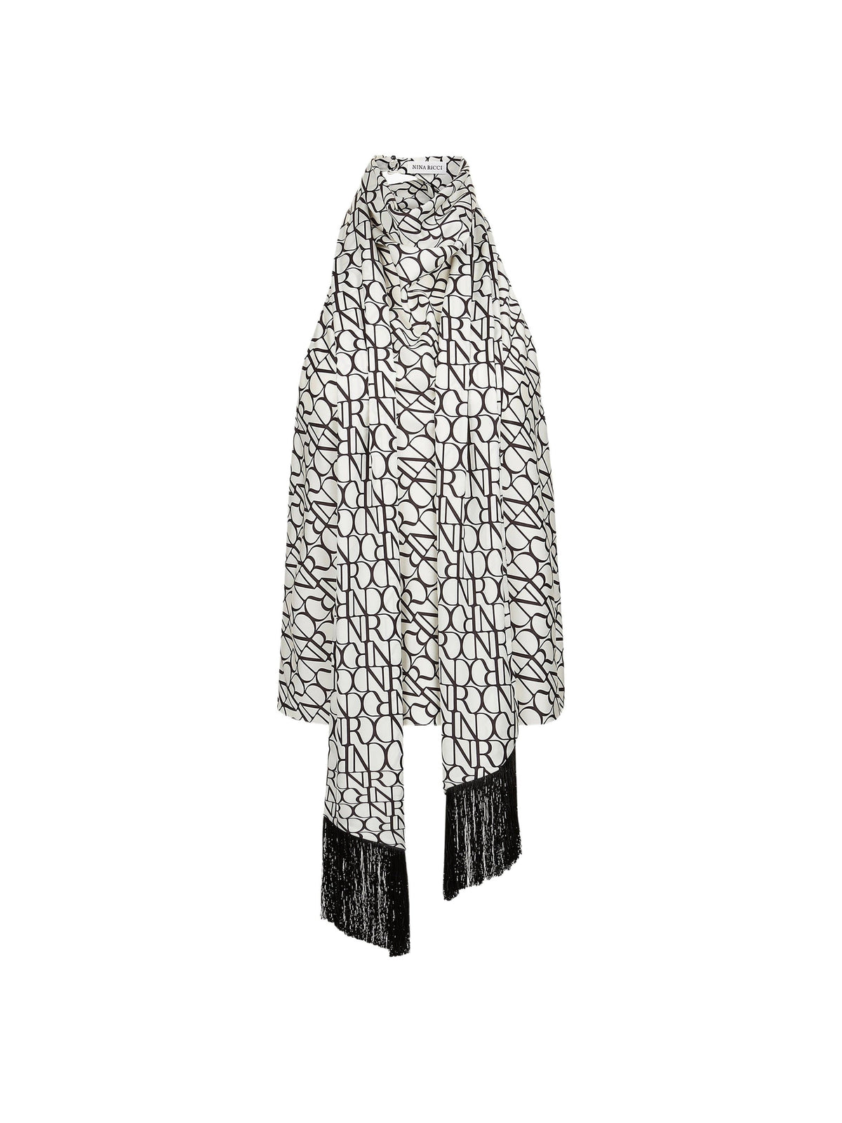 HAUT DOS NU EN SATIN IMPRIMÉ DU LOGO NR, AVEC FOULARD ASSORTI - Blanc