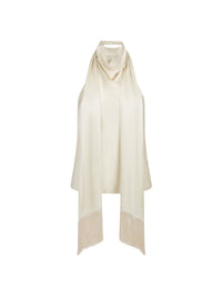 HAUT DOS NU EN SATIN IMPRIMÉ DU LOGO NR, AVEC FOULARD ASSORTI - Crème