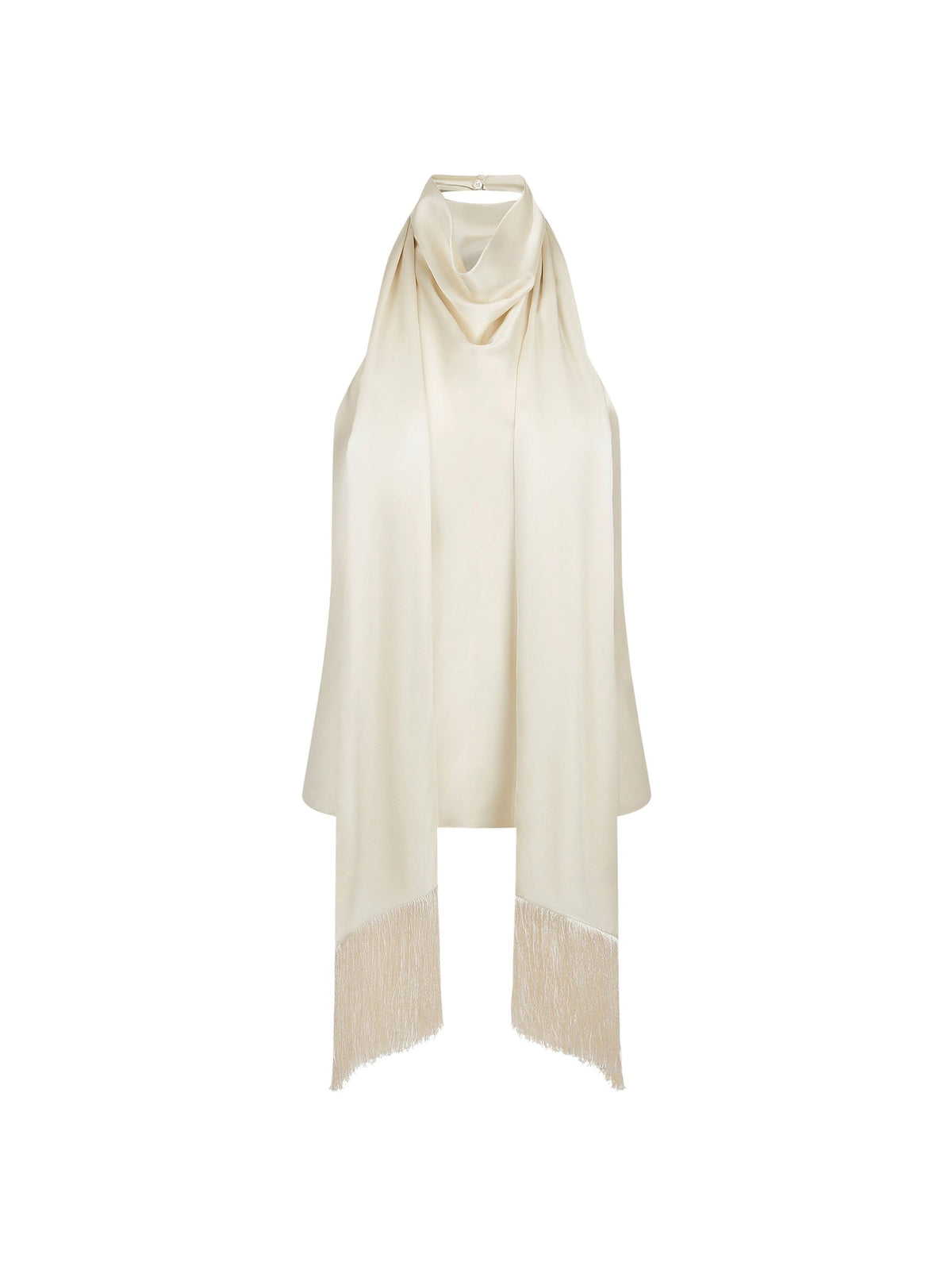 HAUT DOS NU EN SATIN IMPRIMÉ DU LOGO NR, AVEC FOULARD ASSORTI - Crème
