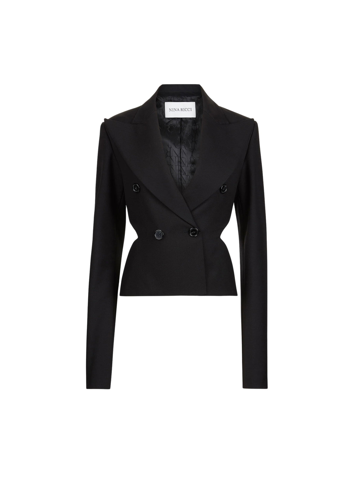 VESTE OUVERTE EN GABARDINE DE LAINE - Noir