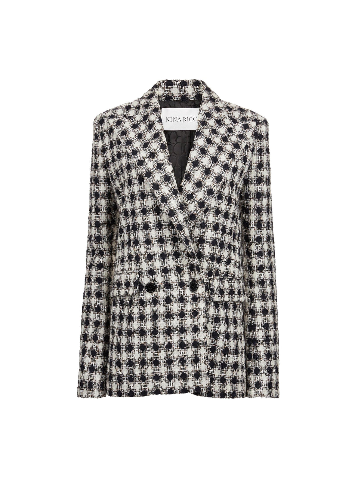 VESTE CROISÉE EN TWEED TEXTURÉ - Blanc