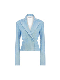 VESTE À DOS DÉCOUVERT EN DENIM BLEU - Bleu