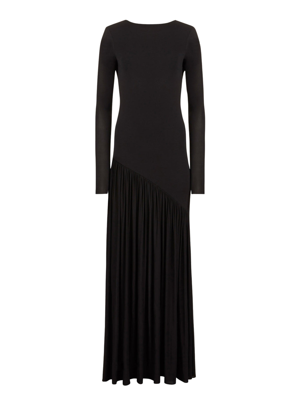 ROBE LONGUE À MANCHES LONGUES EN JERSEY EXTENSIBLE - Noir