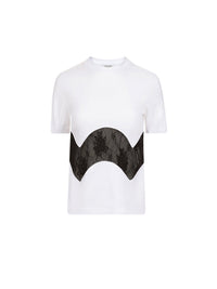 T-SHIRT EN JERSEY AVEC INSERTS EN DENTELLE