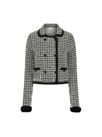 CARDIGAN DOUBLE BOUTONNAGE TRICOTÉ JACQUARD EFFET TWEED