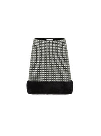 MINI-JUPE JACQUARD TRICOTÉE EFFET TWEED - Noir Et Blanc