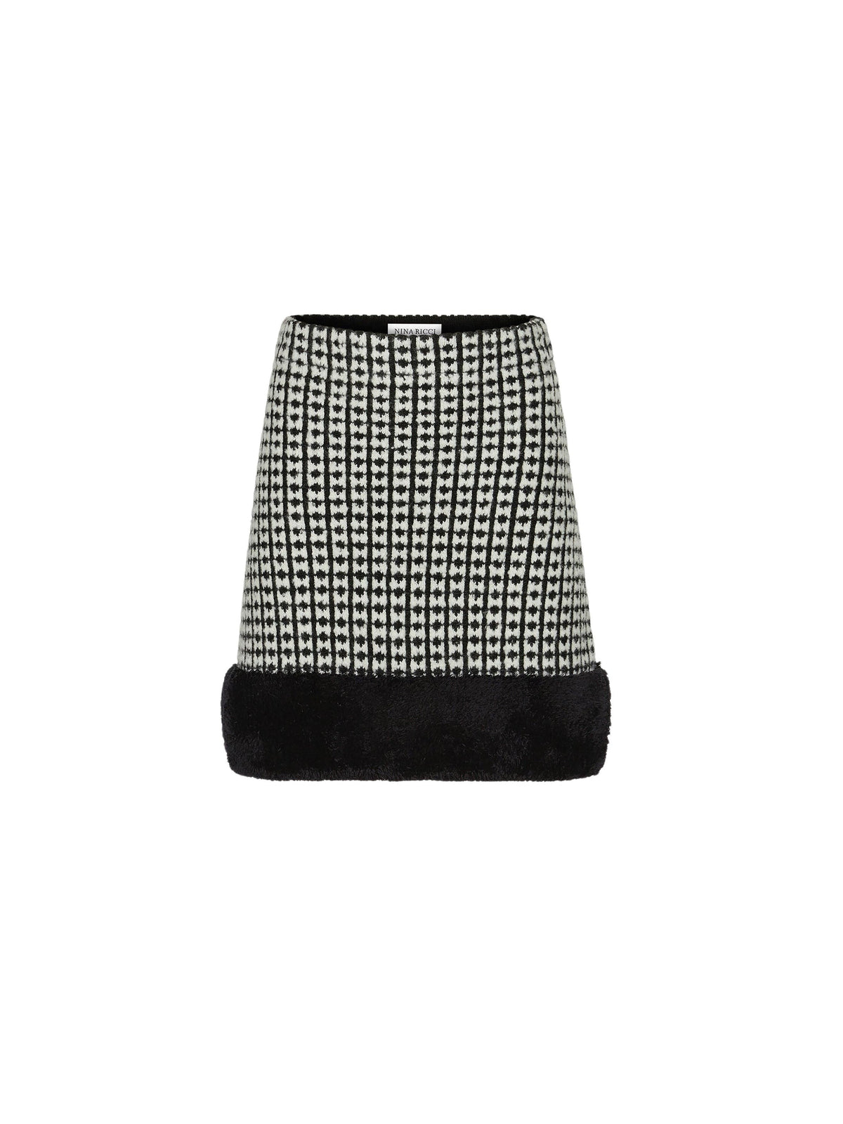 MINI-JUPE JACQUARD TRICOTÉE EFFET TWEED - Noir Et Blanc
