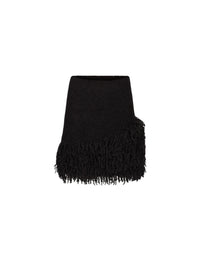 MINI-JUPE EN MAILLE BOUCLÉE À FRANGES EN ALPAGA ET LAINE