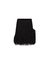 MINI-JUPE EN MAILLE MÉLANGÉE DE MOHAIR BROSSÉ AVEC NŒUDS EN VELOURS - Noir