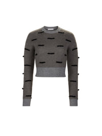 PULL EN MAILLE MÉLANGÉE DE MOHAIR BROSSÉ AVEC NŒUDS EN VELOURS