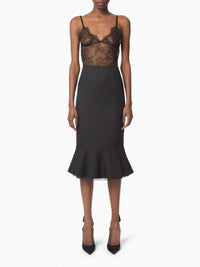JUPE MIDI PEPLUM EN GABARDINE DE LAINE - Noir