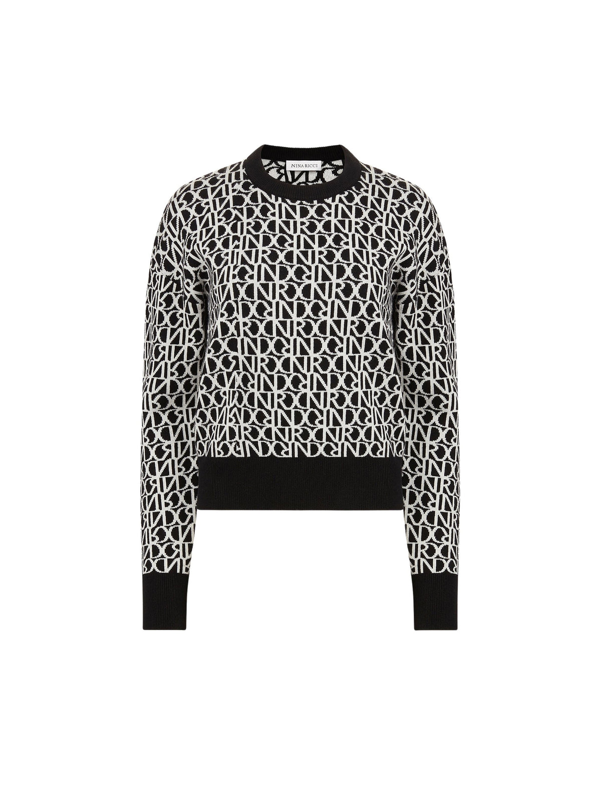 PULL EN MAILLE INTARSIA AVEC LOGO NR IMPRIMÉ SUR TOUTE LA SURFACE