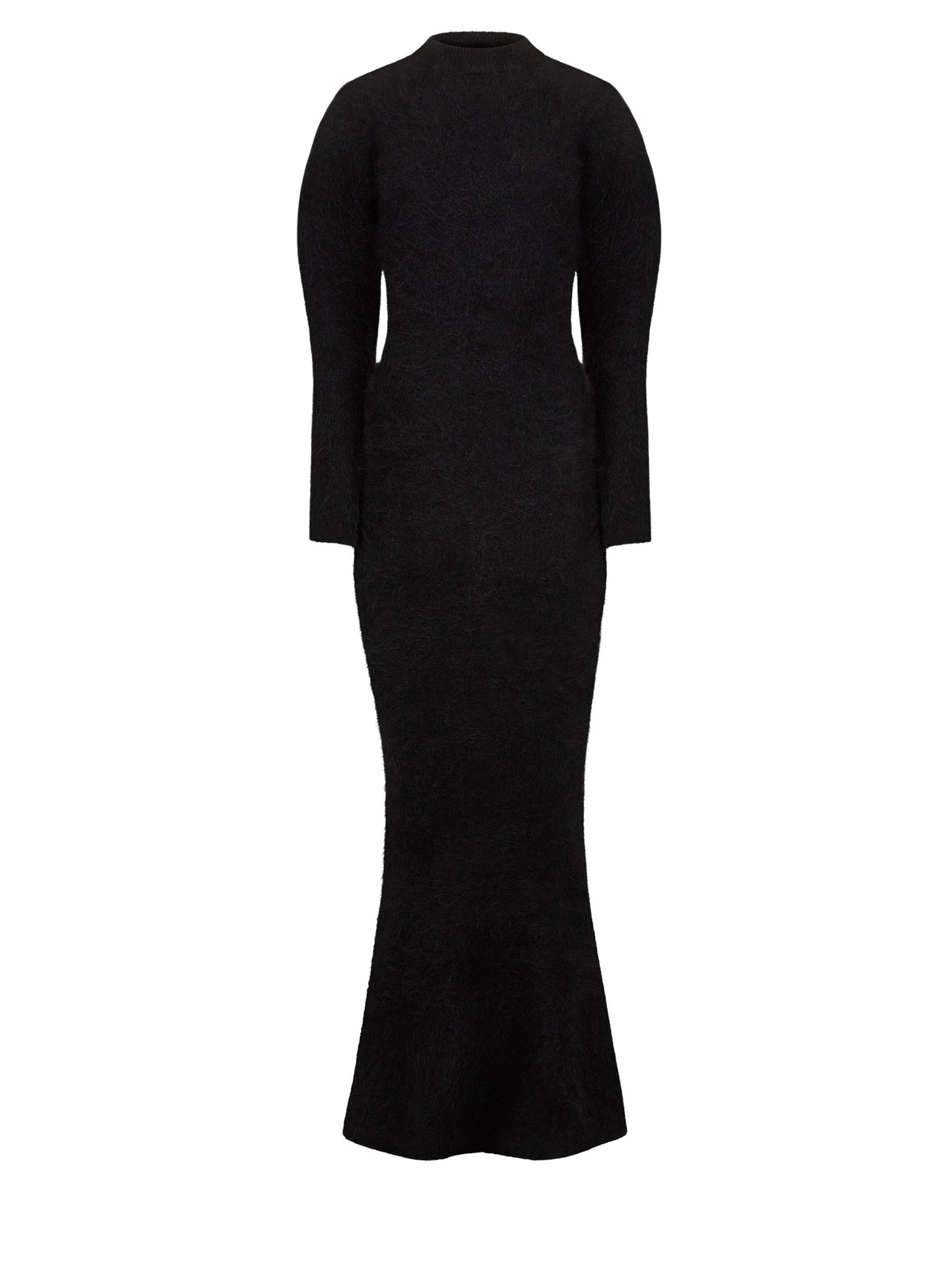 ROBE LONGUE EN MAILLE BROSSÉE D'ALPAGA ET DE LAINE - Noir