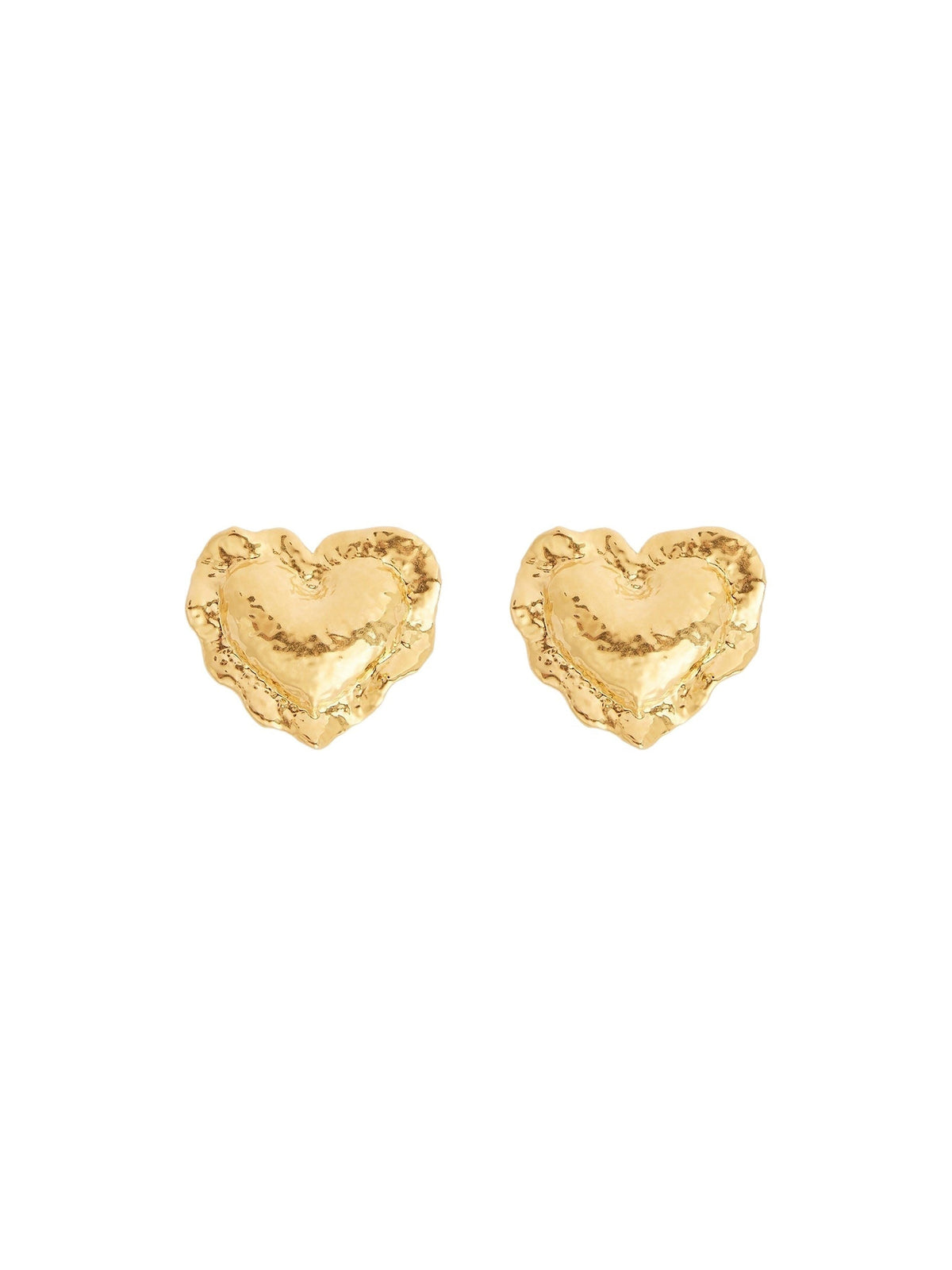 PETITS BOUCLES D’OREILLES EN FORME DE COUSSIN DE CŒUR - Or