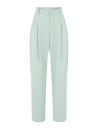PANTALON À JAMBES LARGES PLISSÉES - Vert