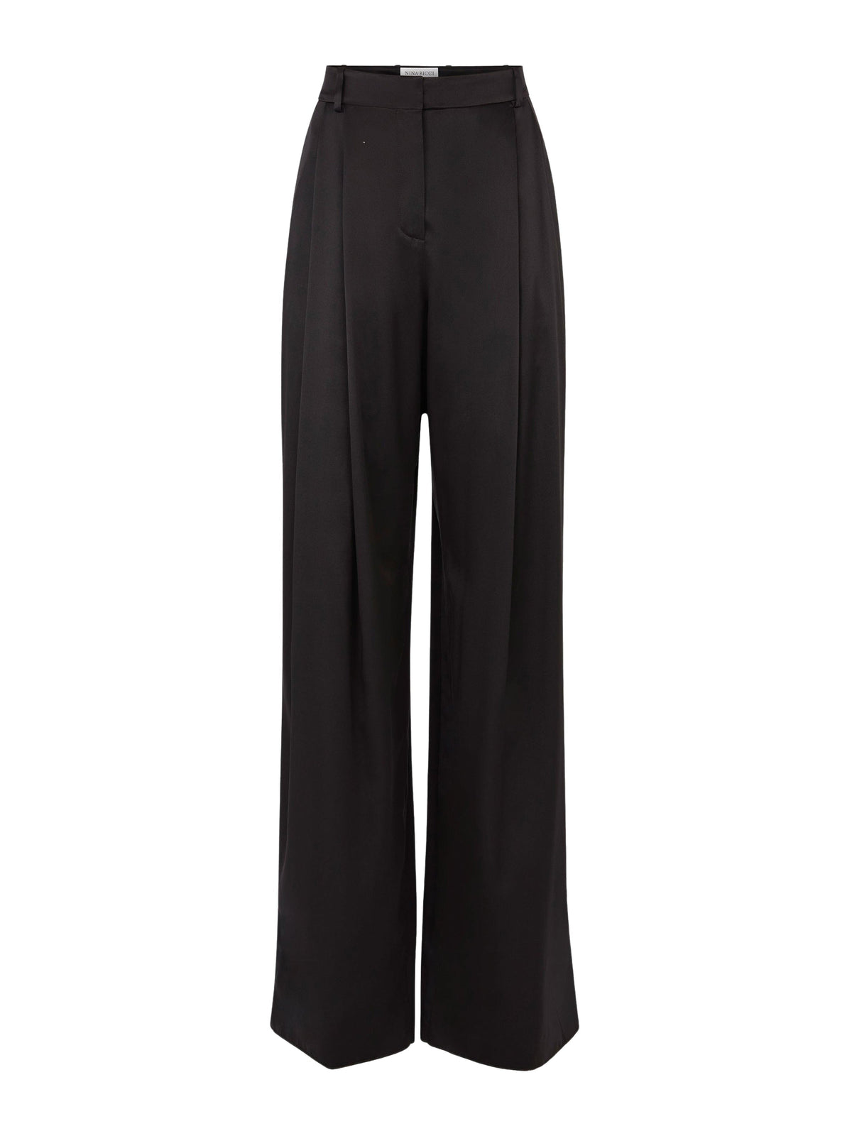 PANTALON À JAMBES LARGES PLISSÉES - Noir
