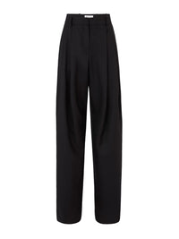 PANTALON LARGE PLISSÉ EN LAINE - Noir