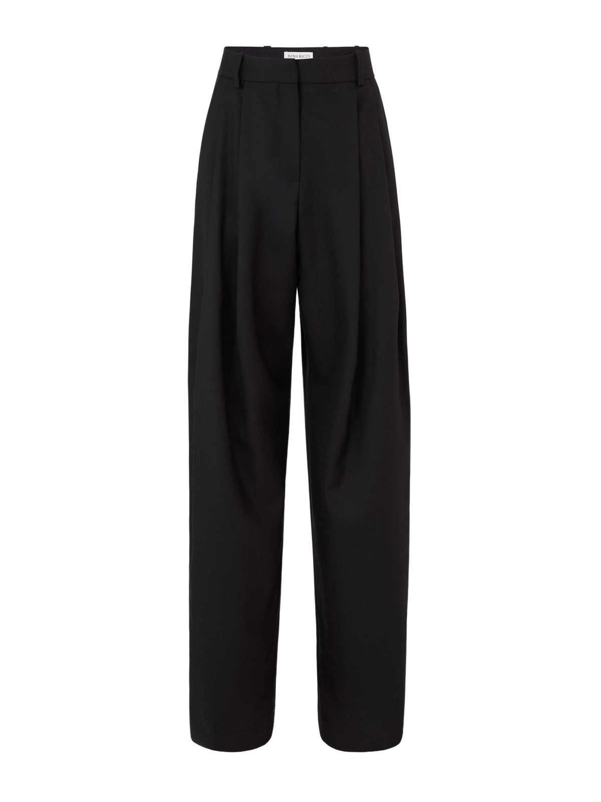 PANTALON LARGE PLISSÉ EN LAINE - Noir