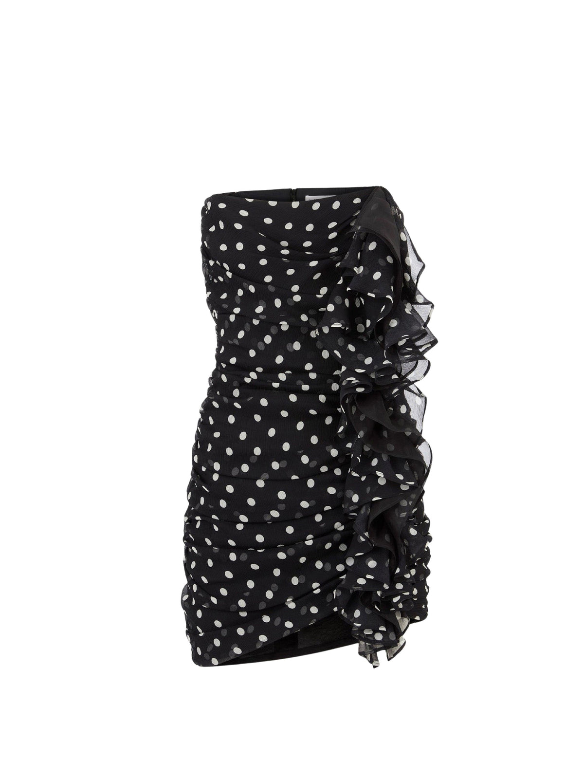 ROBE BUSTIER MINI EN MOUSSELINE À POIS AVEC DÉTAILS DRAPÉS